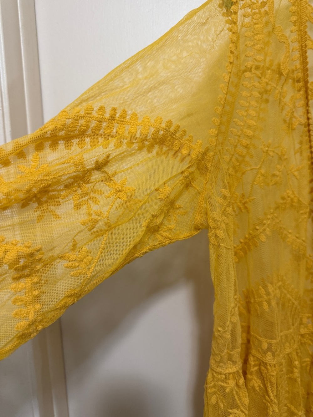 Lane Bryant Sunflower Yellow Embroidered Long Sleeve Duster - Picture 3 of 6